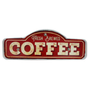 RETRO metalinė iškaba su LED apšvietimu „Fresh Brewed Coffee Forever“ - Image 2
