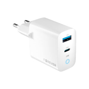 Forever TC-06-20AC PD QC įkroviklis 1x USB-C 1x USB 20W baltas