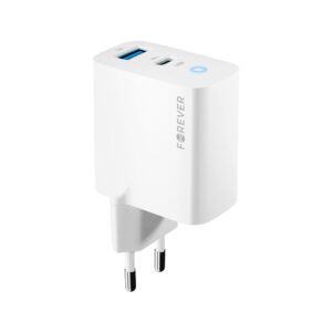 Forever TC-06-33AC GaN PD QC įkroviklis 1x USB-C 1x USB 33W baltas - Image 5