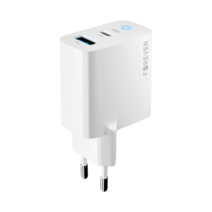 Forever TC-06-45AC GaN PD QC įkroviklis 1x USB-C 1x USB 45W baltas - Image 3
