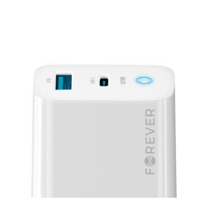 Forever TC-06-65AC GaN PD QC įkroviklis 1x USB-C 1x USB 65W baltas - Image 2