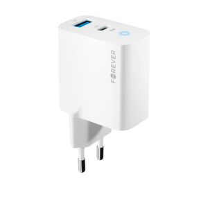 Forever TC-06-65AC GaN PD QC įkroviklis 1x USB-C 1x USB 65W baltas - Image 5