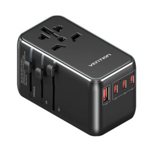 POWER ADAPTER TRAVEL 4PORT/BLACK FJGB0 VENTION