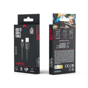 Maxlife laidas USB - USB-C 0,2 m 2A juodas - Image 2