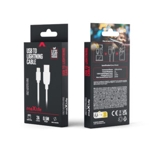 Maxlife laidas USB - Lightning 0,5 m 2A baltas - Image 2