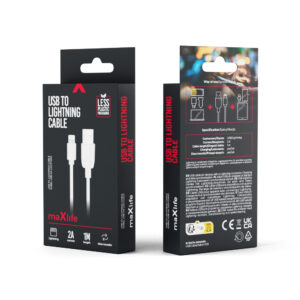 Maxlife laidas USB - Lightning 1,0 m 2A baltas - Image 2