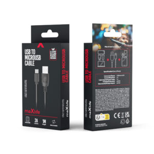 Maxlife laidas USB - microUSB 1,0 m 2A juodas - Image 2