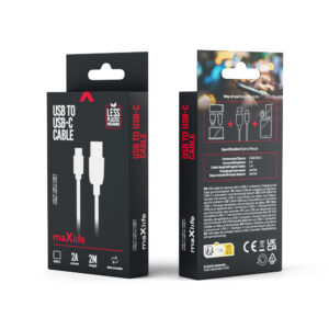 Maxlife laidas USB - USB-C 2,0 m 2A baltas - Image 2