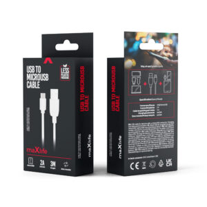 Maxlife laidas USB - microUSB 3,0 m 2A baltas - Image 2