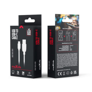 Maxlife laidas USB - USB-C 3,0 m 2A baltas - Image 4