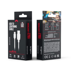 Maxlife laidas USB - Lightning 3,0 m 2A baltas - Image 4
