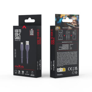 Maxlife MXUC-04 laidas USB - USB-C 1,0 m 3A violetinis - Image 6