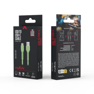 Maxlife MXUC-04 laidas USB - USB-C 1,0 m 3A žalias - Image 3