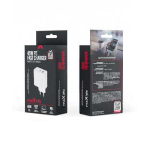 Maxlife MXTC-07-45AC PD QC įkroviklis 1x USB-C 1x USB 45W baltas - Image 5