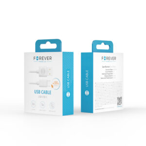 Forever laidas USB - USB-C 1,0 m 2A baltas - Image 2