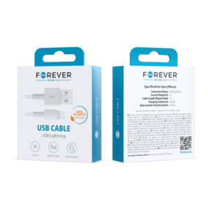 Forever USB – Lightning laidas 3,0 m 1A baltas - Image 2