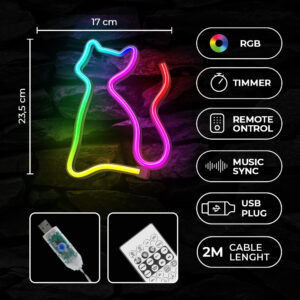 Neoninis LED RGB šviestuvas CAT FLRN03 + RC Forever Light - Image 7