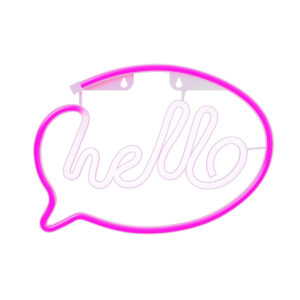 Neoninis LED šviestuvas HELLO rožinis baltas šikšnosparnis + USB FLNE15 Forever Light - Image 2