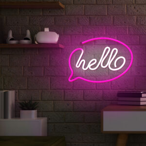 Neoninis LED šviestuvas HELLO rožinis baltas šikšnosparnis + USB FLNE15 Forever Light - Image 7