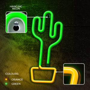 Neoninis LED šviestuvas KAKTUSAS oranžinis žalias Šikšnosparnis + USB FLNE02 Forever Light - Image 5