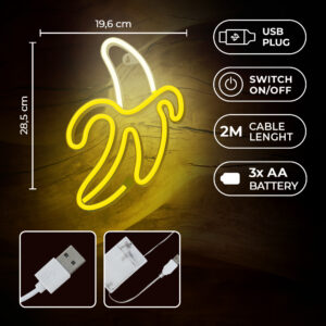 Neoninis LED šviestuvas BANANA baltas geltonas Bat + USB FLNE10 Forever Light - Image 6