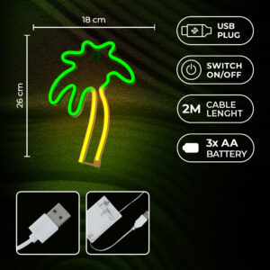 Neoninis LED šviestuvas PALM žalias oranžinis NNE04 Neolia - Image 5
