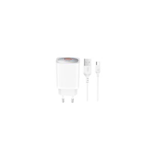 XO sieninis įkroviklis CE19 QC 18W 1x USB baltas + USB-C laidas