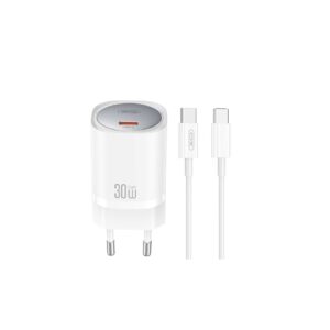 XO sieninis įkroviklis CE20 PD 30W 1x USB-C baltas + laidas USB-C - USB-C