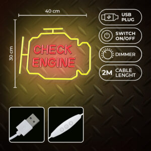 Neoninis PLEXI LED CHECK ENGINE geltonas raudonas NNE21 Neolia - Image 5
