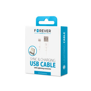 Forever USB – Lightning laidas 1,0 m 1A baltas - Image 2
