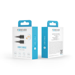 Forever USB-C – USB-C laidas 1,0 m 60W juodas - Image 2