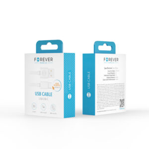 Forever laidas USB - USB-C 1,0 m 3A baltas - Image 2