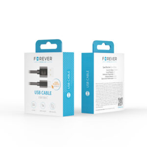 Forever USB – USB-C laidas 1,0 m 3A juodas - Image 2