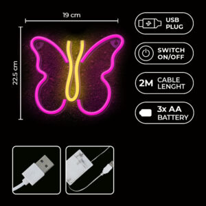 Neoninis LED šviestuvas BUTTERFLY rožinis NNE03 Neolia - Image 5