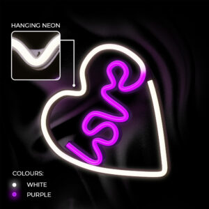 Neoninis LED šviestuvas LOVE HEART violetinis baltas NNE02 Neolia - Image 5
