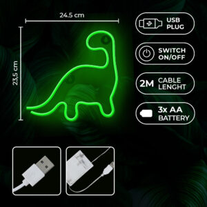 Neoninis LED šviestuvas DINOSAUR žalias NNE01 Neolia - Image 6