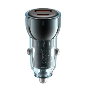 XO automobilinis įkroviklis CC60 60W 1x USB 1x USB-C mėlynas + USB-C - USB-C laidas - Image 2