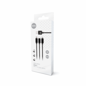 Setty 3in1 laidas USB - Lightning + USB-C + microUSB 1,0 m 2A KN3W1-01 juodas - Image 2