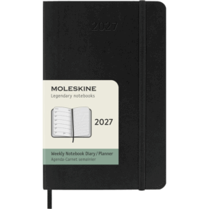 Kalendermärkmik Moleskine 2027 9x14cm, nädal, pehmed kaaned, must