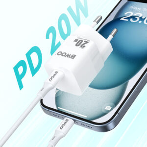 BWOO CDA155 PD sieninis įkroviklis 1x USB-C jungtis 1A 20W baltas - Image 4
