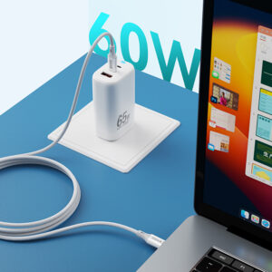 BWOO USB-C – USB-C laidas 1m 60W ABS + TPE X282 C-C baltas - Image 5
