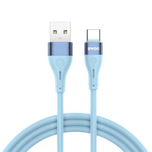 BWOO USB - USB-C laidas 1m 3A minimalistinis silikoninis mėlynas X280C