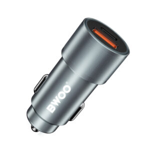 BWOO BO-CC73 PD automobilinis įkroviklis 1x USB-C - USB-A jungtis 38W sidabrinis