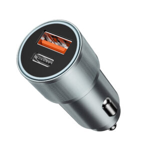 BWOO BO-CC73 PD automobilinis įkroviklis 1x USB-C - USB-A jungtis 38W sidabrinis - Image 2