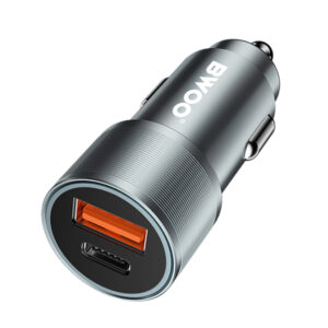 BWOO BO-CC73 PD automobilinis įkroviklis 1x USB-C - USB-A jungtis 38W sidabrinis - Image 3