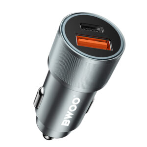 BWOO BO-CC73 PD automobilinis įkroviklis 1x USB-C - USB-A jungtis 38W sidabrinis - Image 5