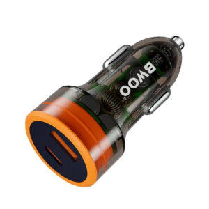 BWOO PD automobilinis įkroviklis 1x USB-C - USB-A jungtis 38W skaidrus - Image 4