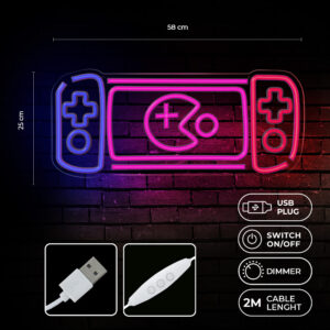 Neoninis PLEXI LED ŽAIDIMŲ KONSOLĖS formos šviestuvas, daugiaspalvis FPNE27 Forever Light - Image 4