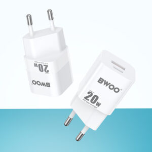 BWOO CDA156 PD sieninis įkroviklis 1x USB-C 1x USB 20W baltas - Image 3