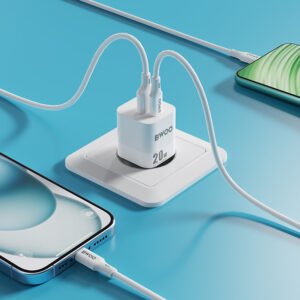 BWOO CDA156 PD sieninis įkroviklis 1x USB-C 1x USB 20W baltas - Image 5